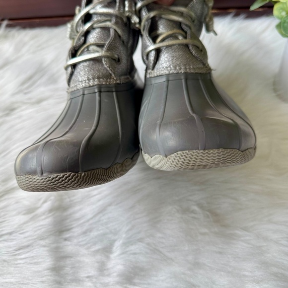 Sperry Top-Sider Saltwater Shimmer Duck Boots Gray Waterproof Size 7.5 - Picture 10 of 13